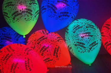 11 Inch UV Blacklight Happy Birthday Print Balloons